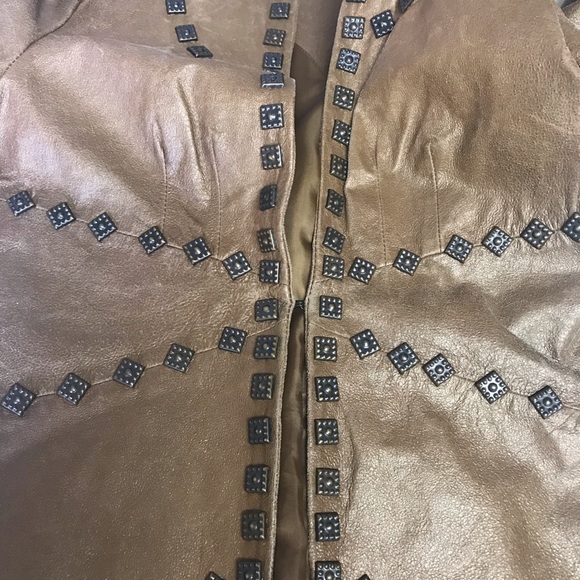 REBA Tan Leather Studded Jacket / Blazer * SZ S - Picture 12 of 16